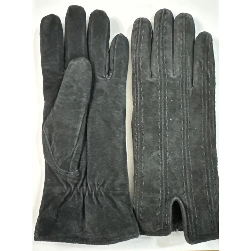 Vintage Thermolite Gloves Womens S Black Leather Suede Insulated Driving Casual